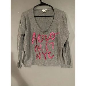 Aeropostale EST 87 NY Gray Thermal Long Sleeve Top Sweater Size Medium